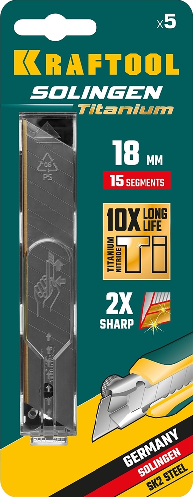 KRAFTOOL  18 мм, 5 шт, сегментированные лезвия (09606-TIN-18-S5) 09606-TIN-18-S5_z02