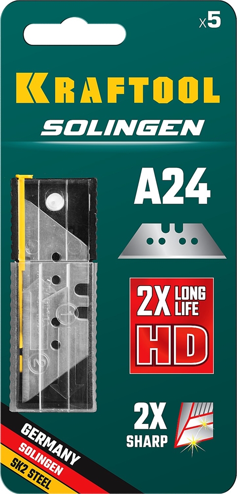 KRAFTOOL  Solingen-А24, 5 шт, трапециевидные лезвия (09625-S5) 09625-S5_z02