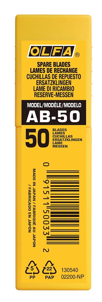 OLFA  9 мм, 50 шт, в боксе, сегментированные лезвия (OL-AB-50) OL-AB-50