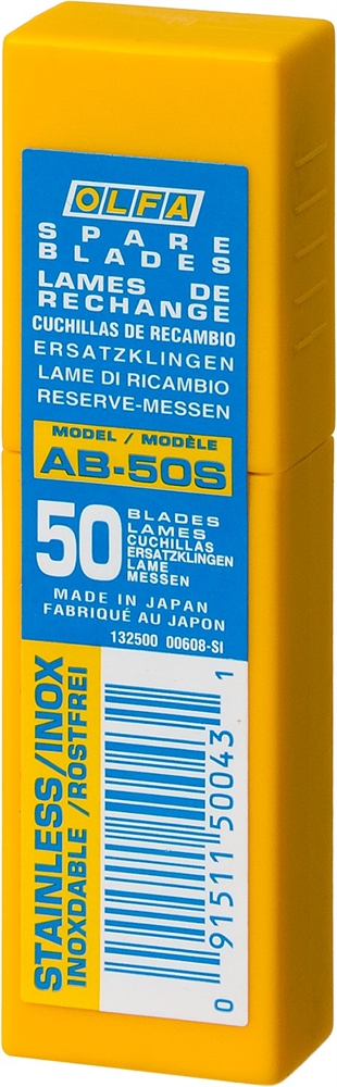 OLFA  9 х 80 х 0.38 мм, 50 шт, сегментированные лезвия (OL-AB-50S) OL-AB-50S