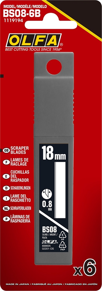 OLFA  100 мм, 6 шт, лезвие (OL-BS08-6B) OL-BS08-6B