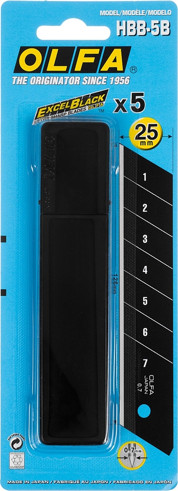 OLFA  EXCEL BLACK, 25 х 126 х 0.7 мм, 5 шт, сегментированные лезвия (OL-HBB-5B) OL-HBB-5B