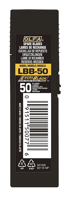OLFA  EXCEL BLACK, 18 мм, 50 шт, в боксе, сегментированные лезвия (OL-LBB-50) OL-LBB-50