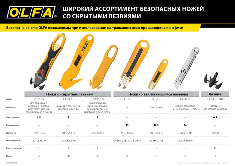 OLFA  SK-16 для ножа, 10 шт, лезвие (OL-SKB-16/10) OL-SKB-16/10