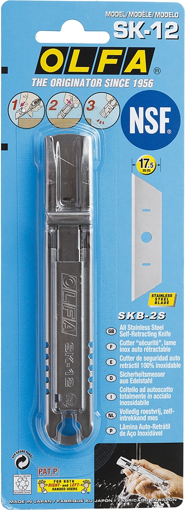 OLFA  металлический корпус, безопасный нож с трапециевидным лезвием (OL-SK-12) OL-SK-12