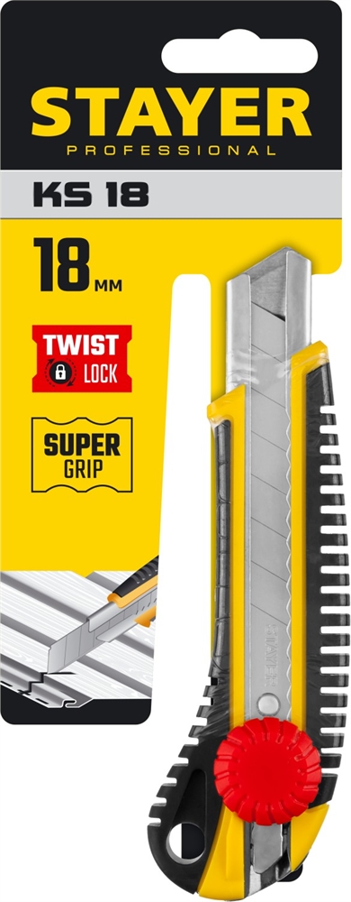 STAYER  KS-18, 18 мм, нож с винтовым фиксатором, Professional (09161) 09161_z01