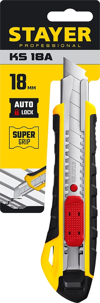 STAYER  KS-18A, 18 мм, нож с автостопом, Professional (0916) 0916_z01