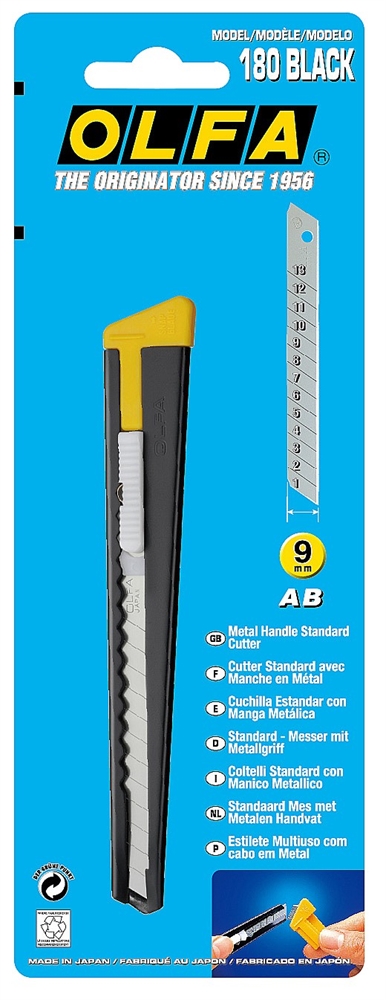 OLFA  с сегментированным лезвием 9 мм, нож (OL-180-BLACK) OL-180-BLACK