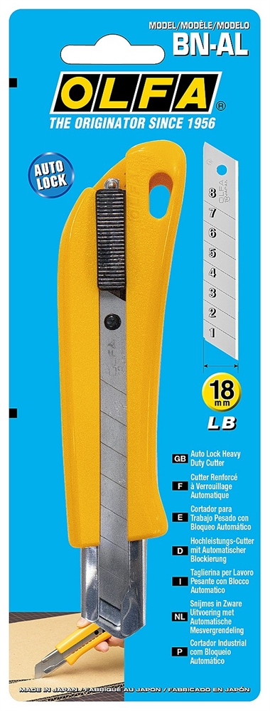 OLFA  18 мм, с авто фиксатором, нож с выдвижным лезвием, (OL-BN-AL) OL-BN-AL