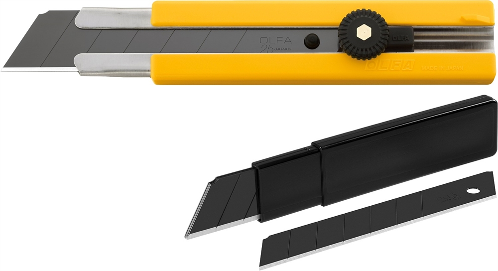 OLFA  25 мм, в комплекте с лезвиями EXCEL BLACK 5 шт, нож (OL-H-1BB/5BB ) OL-H-1BB/5BB