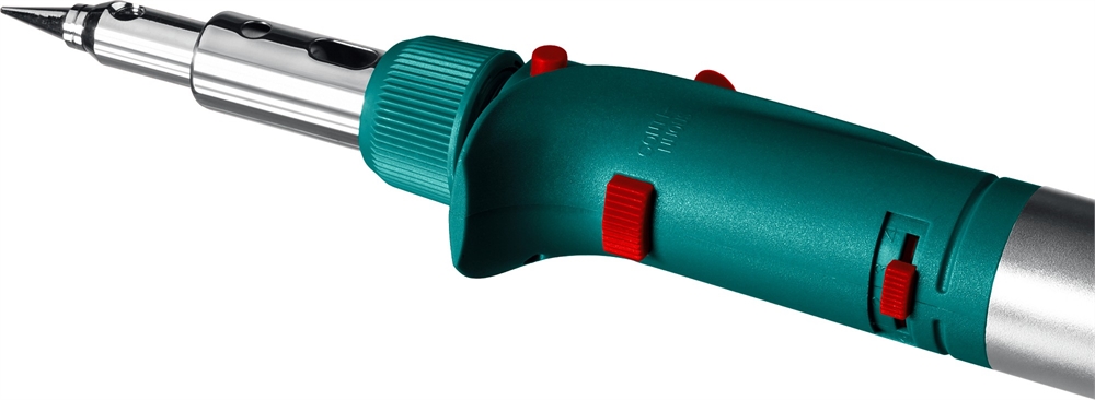 KRAFTOOL  SolderGas, 120 K, 30 - 120 Вт, 1300°С, горелка, фен, пьезоподжиг, набор 10 в 1, газовый паяльник (55503-H10) 55503-H10