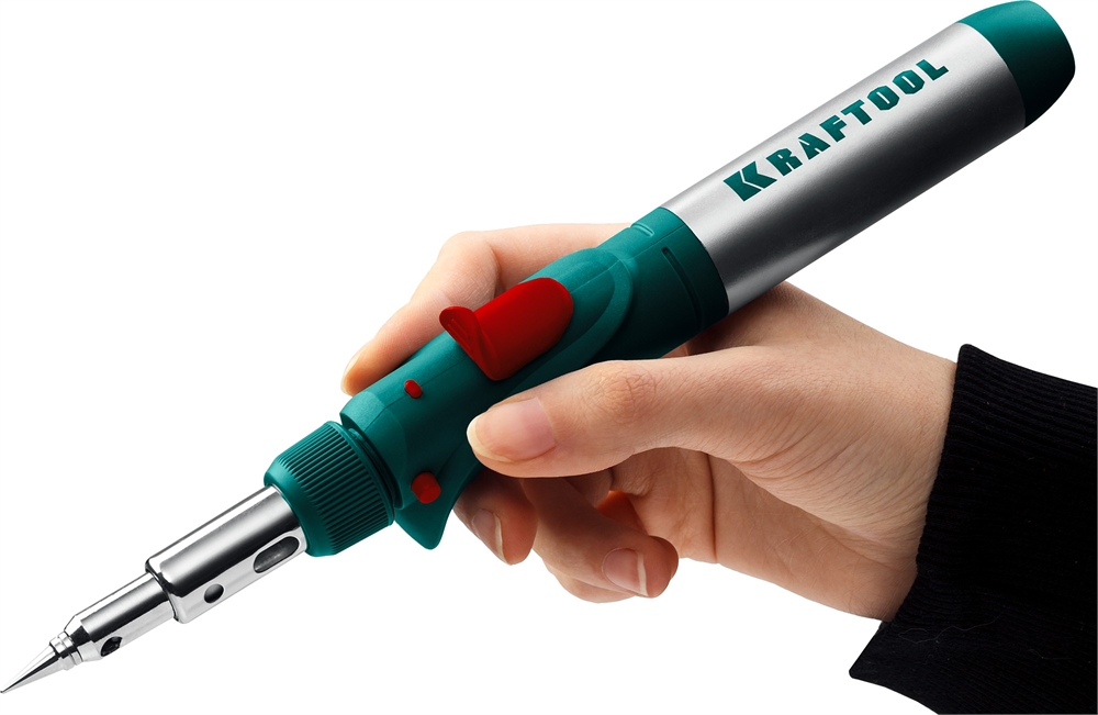 KRAFTOOL  SolderGas, 120 K, 30 - 120 Вт, 1300°С, горелка, фен, пьезоподжиг, набор 10 в 1, газовый паяльник (55503-H10) 55503-H10