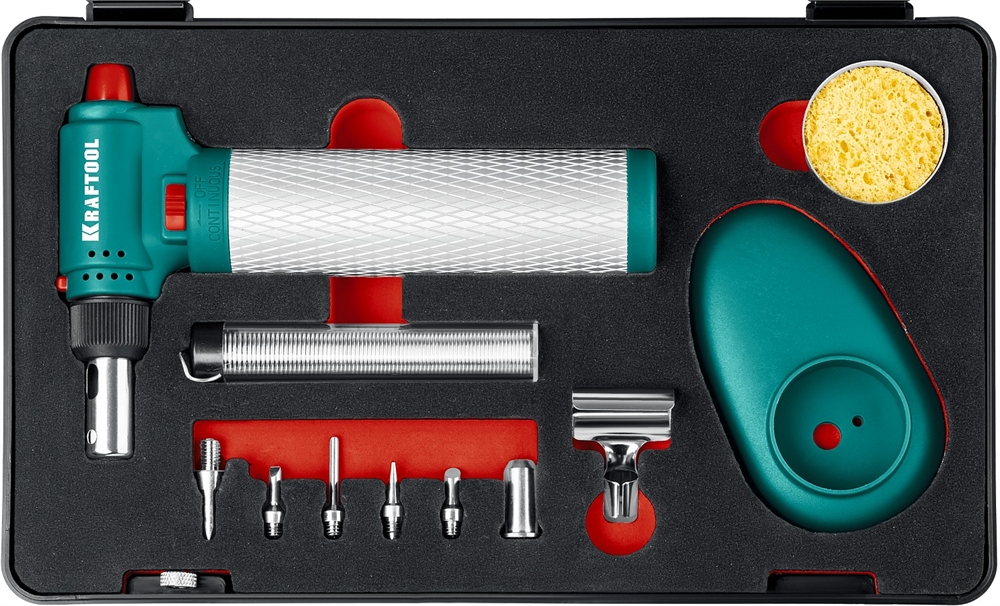 KRAFTOOL  Multi torch, 30 - 150 Вт, 1300°С, набор 8 в 1: горелка, фен, пьезоподжиг, газовый паяльник (55506-H8) 55506-H8