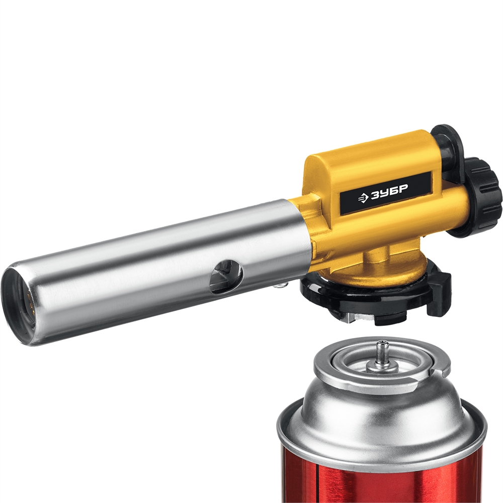 ЗУБР  ГПМ-800, 1300°C, цельнометаллическая, газовая горелка с пьезоподжигом на баллон с цанговым соединением, Профессионал (55550) 55550