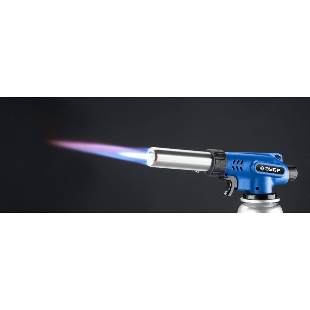 ЗУБР  ГП-500, 1300°C, увеличенный выход пламени, газовая горелка с пьезоподжигом на баллон с цанговым соединением, Профессионал (55552) 55552