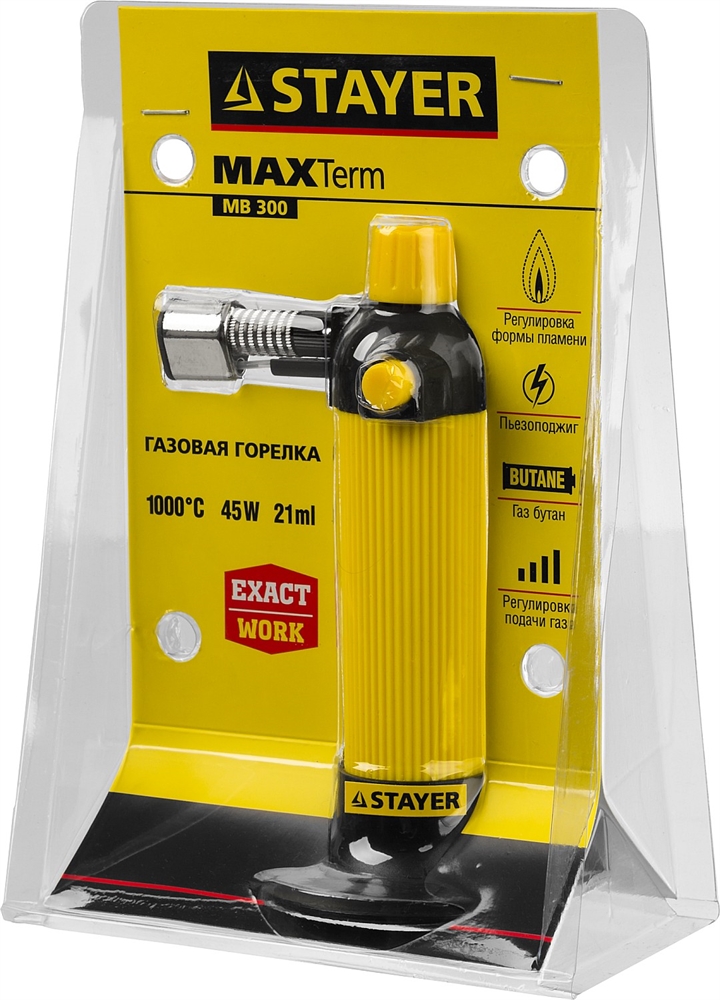 STAYER  MaxTerm, MB 300, 1200°С, автономная газовая горелка с пьезоподжигом (55570) 55570