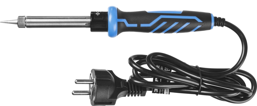 ЗУБР  60 Вт, в наборе: припой + подставка, 2к рукоятка, конус, керамический нагреватель, электропаяльник, Профессионал (55402-60) 55402-60_z01