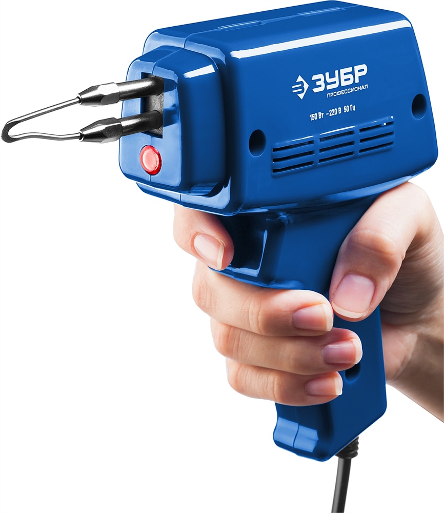 ЗУБР  150 Вт, в наборе: нагрев 6 сек., канифоль, припой, 2 сменных жала, импульсный паяльник, Профессионал (55412-H4) 55412-H4_z01