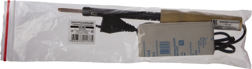 ЭПЦН  Россия, 40 Вт, электропаяльник с деревянной рукояткой (55407-40) 55407-40