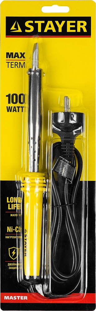 STAYER  MAXTerm, 100 Вт, клин, электропаяльник с пластиковой рукояткой (55305-100) 55305-100