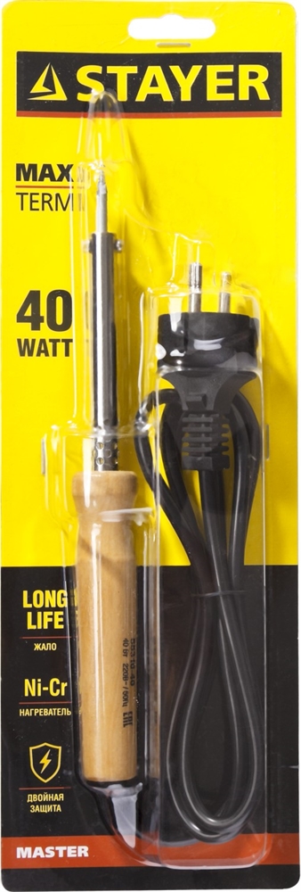 STAYER  MAXTerm, 40 Вт, конус, электропаяльник с деревянной рукояткой (55310-40) 55310-40