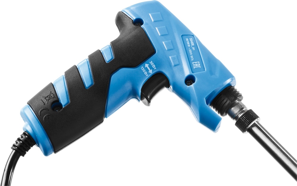 ЗУБР  ТУРБО 30/ 130 Вт, конус, керамический нагреватель,  электропаяльник с пистолетной рукояткой, Профессионал (55408) 55408_z01