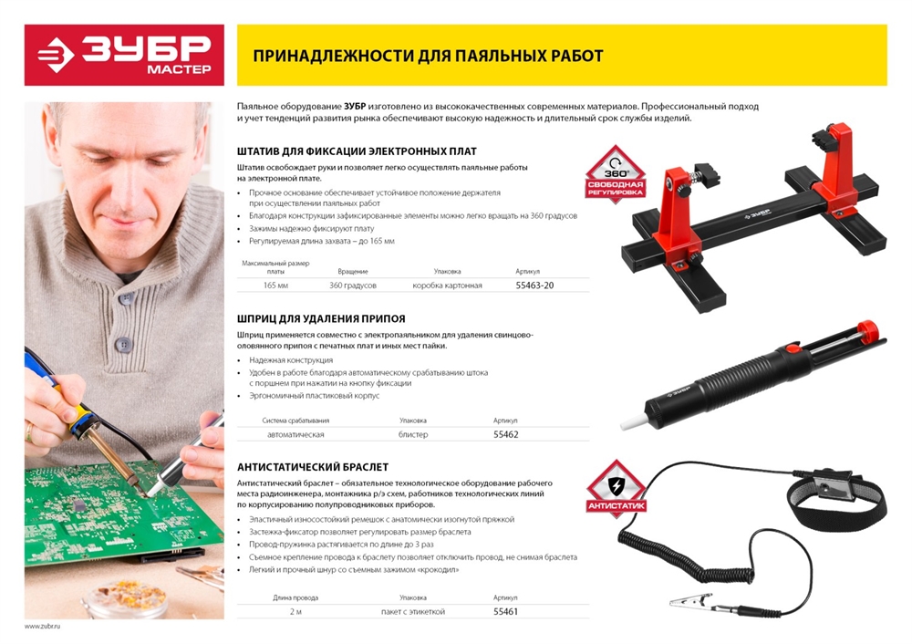 ЗУБР  S-XL, антистатический браслет нейлон (55461) 55461