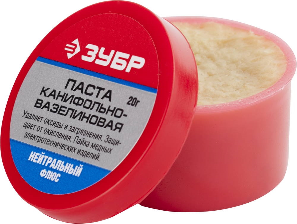 ЗУБР  20 г, нейтральный флюс, паяльная канифольно-вазелиновая паста (55475-020) 55475-020