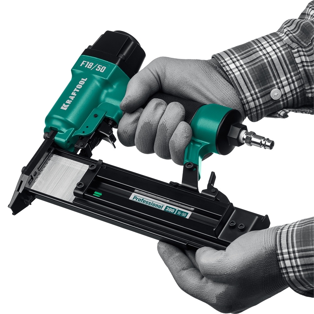 KRAFTOOL  F18/50, пневматический нейлер для гвоздей 18Ga тип 300 (15-50 мм), (31961) 31961