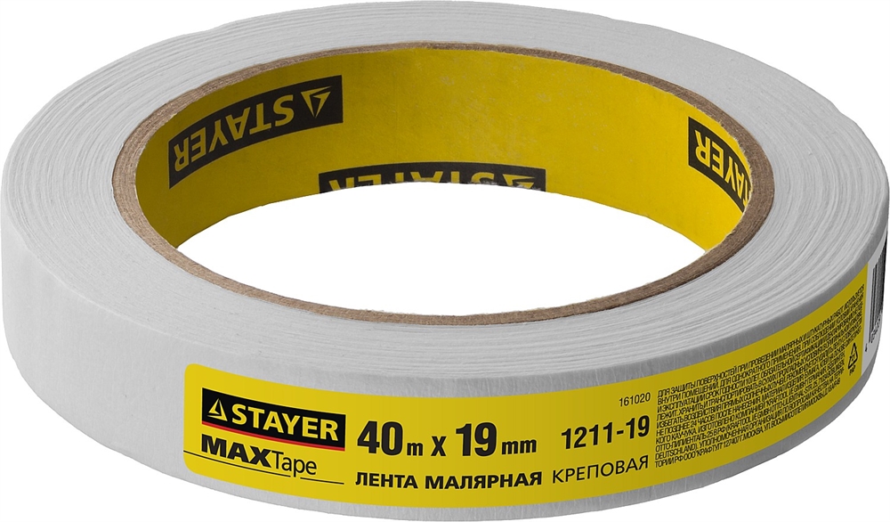STAYER  MAXTape, 19 мм х 40 м, креповый, малярный скотч (1211-19) 1211-19