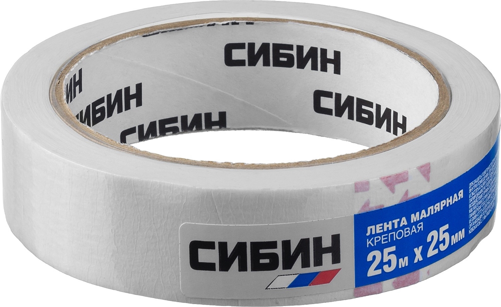 СИБИН  25 мм х 25 м, креповый, малярный скотч (12111-25) 12111-25_z01