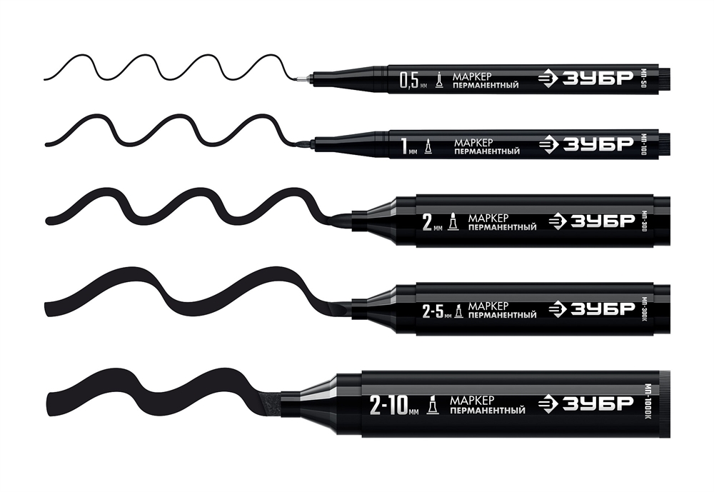 ЗУБР  МП-100, 1 мм, заостренный, черный, перманентный маркер, Профессионал (06320-2) 06320-2