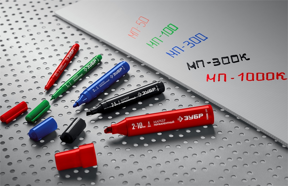 ЗУБР  МП-100, 1 мм, заостренный, красный, перманентный маркер, Профессионал (06320-3) 06320-3