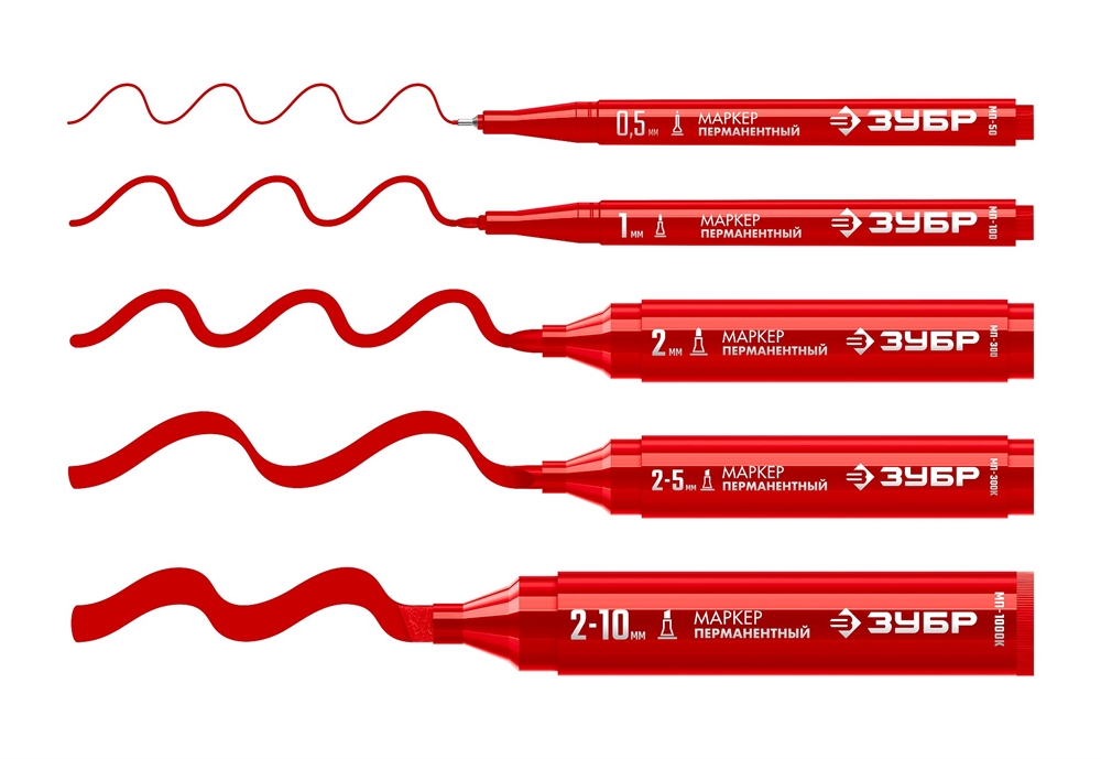 ЗУБР  МП-100, 1 мм, заостренный, красный, перманентный маркер, Профессионал (06320-3) 06320-3