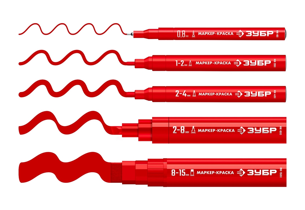 ЗУБР  МК-200, 1 мм, круглый, красный, маркер-краска, Профессионал (06326-3) 06326-3
