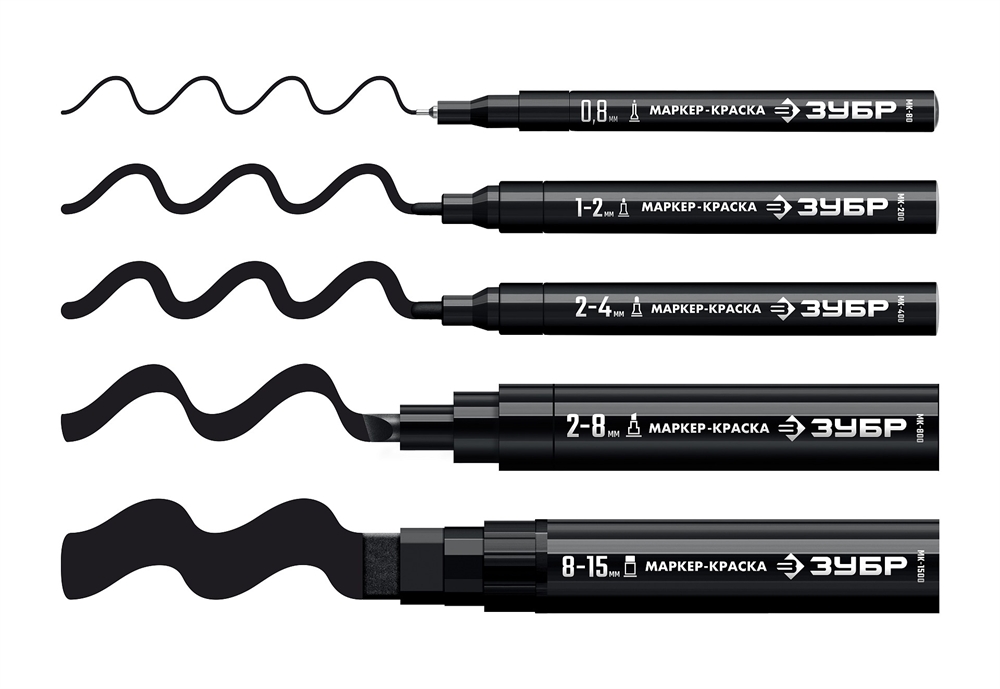 ЗУБР  МК-800 2-8 мм, клиновидный, черный, экстрабольшой объем, Маркер-краска, ПРОФЕССИОНАЛ (06327-2) 06327-2