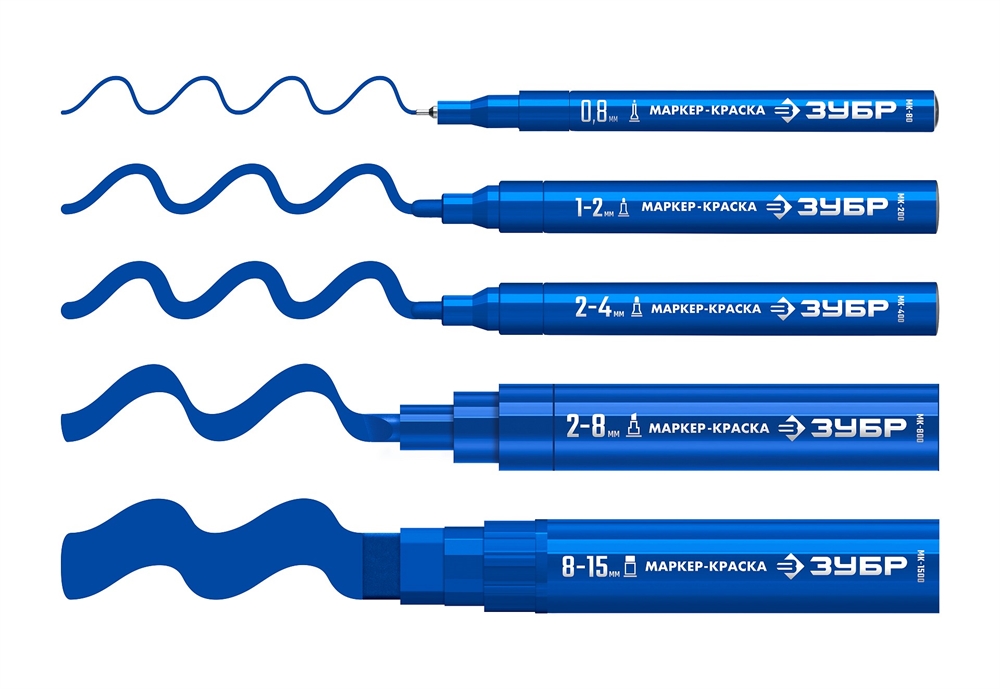 ЗУБР  МК-800 2-8 мм, клиновидный, синий, экстрабольшой объем, Маркер-краска, ПРОФЕССИОНАЛ (06327-7) 06327-7