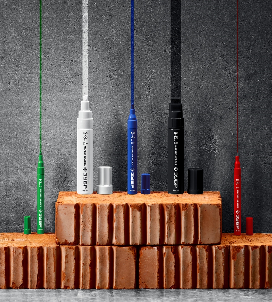 ЗУБР  МК-800 2-8 мм, клиновидный, белый, экстрабольшой объем, Маркер-краска, ПРОФЕССИОНАЛ (06327-8) 06327-8