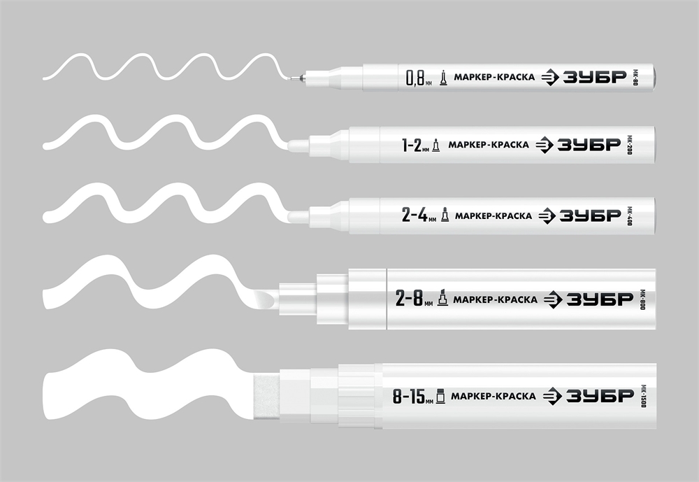 ЗУБР  МК-800 2-8 мм, клиновидный, белый, экстрабольшой объем, Маркер-краска, ПРОФЕССИОНАЛ (06327-8) 06327-8