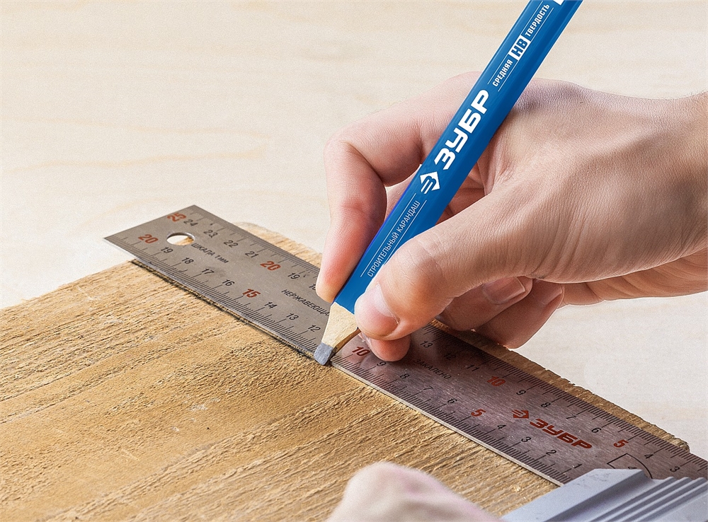 ЗУБР  КСП HB, 180 мм, утолщенный стержень 3 х 6 мм, строительный карандаш плотника, Профессионал (4-06305-18) 4-06305-18_z01