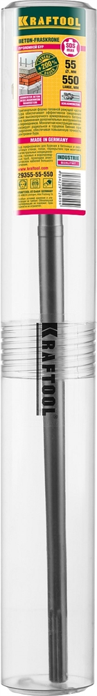 KRAFTOOL  d 55 х 450/550 мм, SDS-max проломной бур (29355-55-550) 29355-55-550