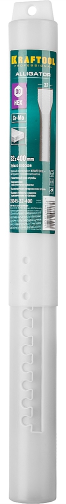 KRAFTOOL  Alligator, 32 x 400 мм, HEX 30, пикообразное зубило (29341-00-400) 29345-32-400