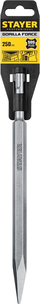 STAYER  Gorilla Force, 250 мм, SDS-Plus, пикообразное зубило, Professional (29351-00-250) 29351-00-250_z02