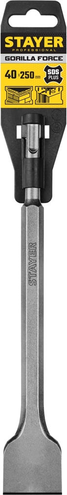 STAYER  Gorilla Force, 40 х 250 мм, SDS-Plus, плоское зубило, Professional (29351-00-250) 29353-40-250_z02