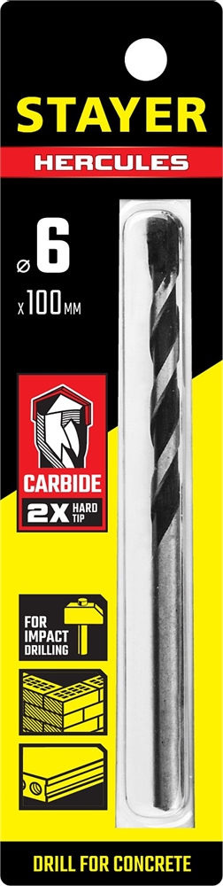 STAYER  Hercules, 6 x 100 мм, cверло по бетону, Professional (2915-100-06) 2915-100-06_z01