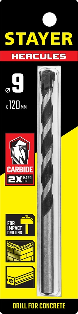 STAYER  Hercules, 9 x 120 мм, cверло по бетону, Professional (2915-120-09) 2915-120-09_z01