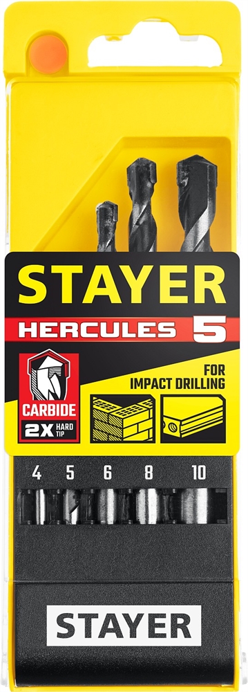 STAYER  Hercules, 5 шт: d 4-5-6-8-10 мм, набор сверл по бетону, Professional (2915-H5) 2915-H5_z01