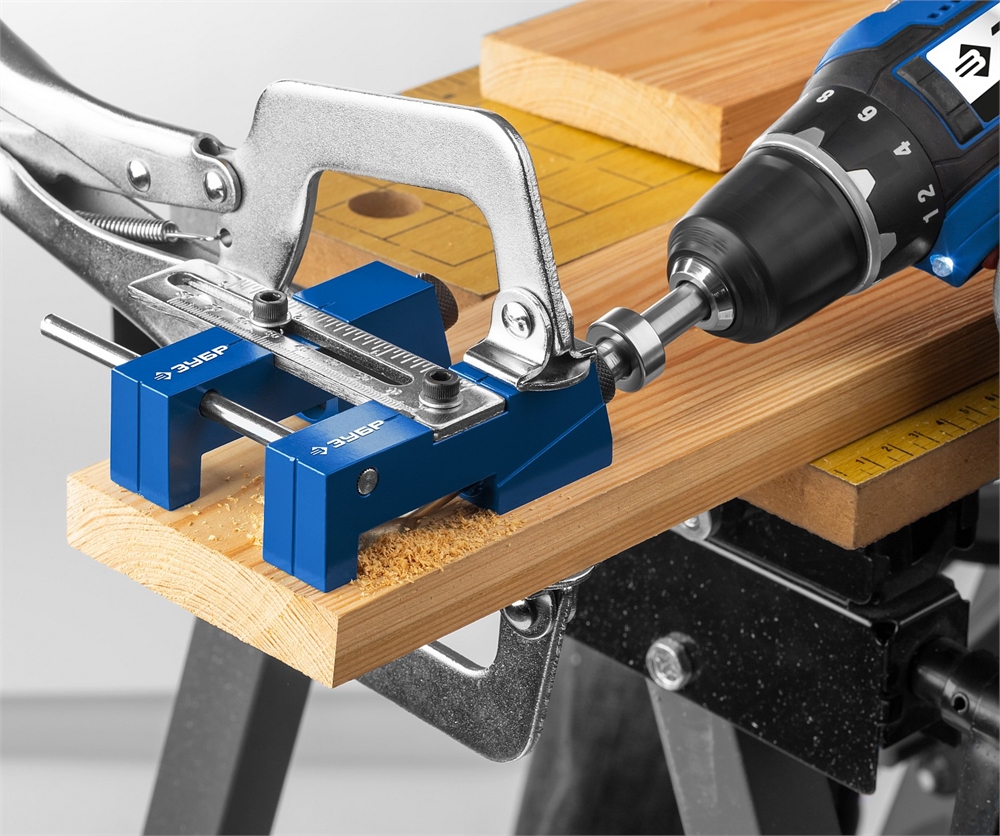 ЗУБР  два отверстия, регулируемый кондуктор для глухих отверстий, Профессионал (30081) 30081