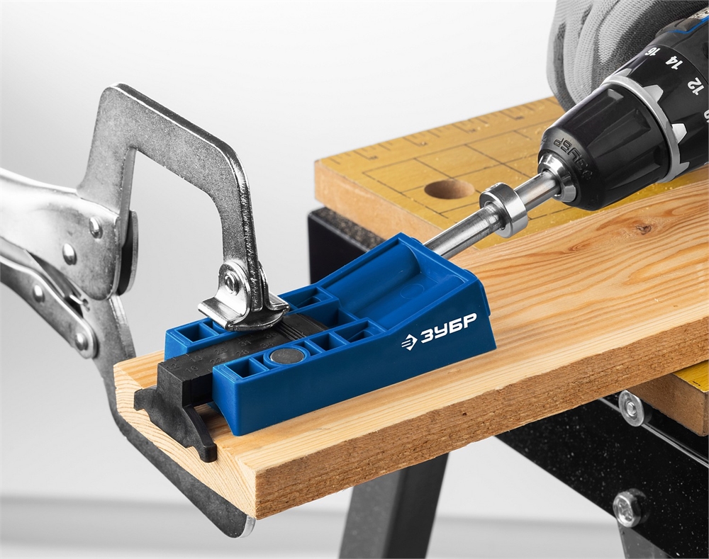 ЗУБР  два отверстия, двойной кондуктор для глухих отверстий, Профессионал (30091) 30091