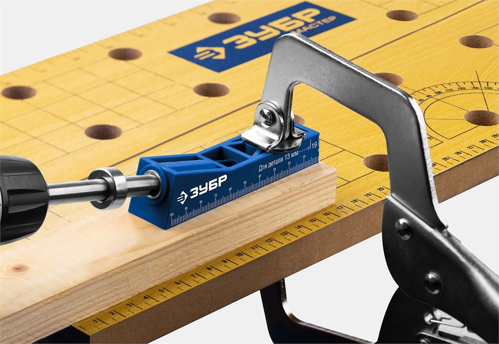 ЗУБР  одно отверстие, одинарный кондуктор для глухих отверстий, Профессионал (30092) 30092